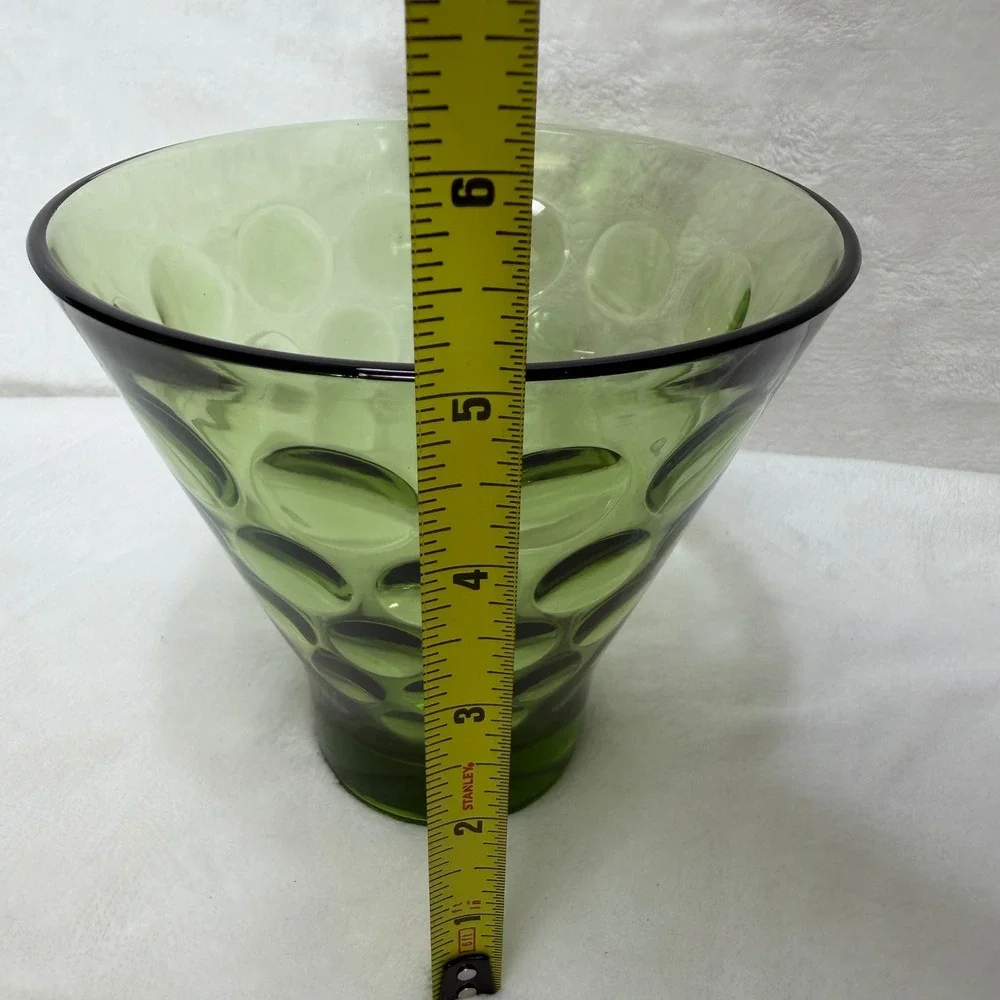 VTG Hazel Atlas Avocado Green Dot El Dorado Candy Dish Thumbprint MCM‎